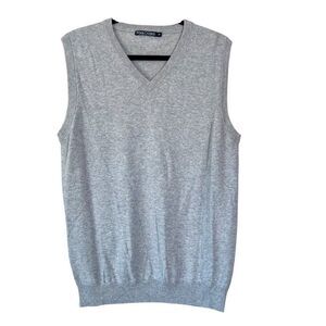 WoolOvers Men's Gray Cashmere Cotton Sleeveless Knitwear Sweater Vest Medium